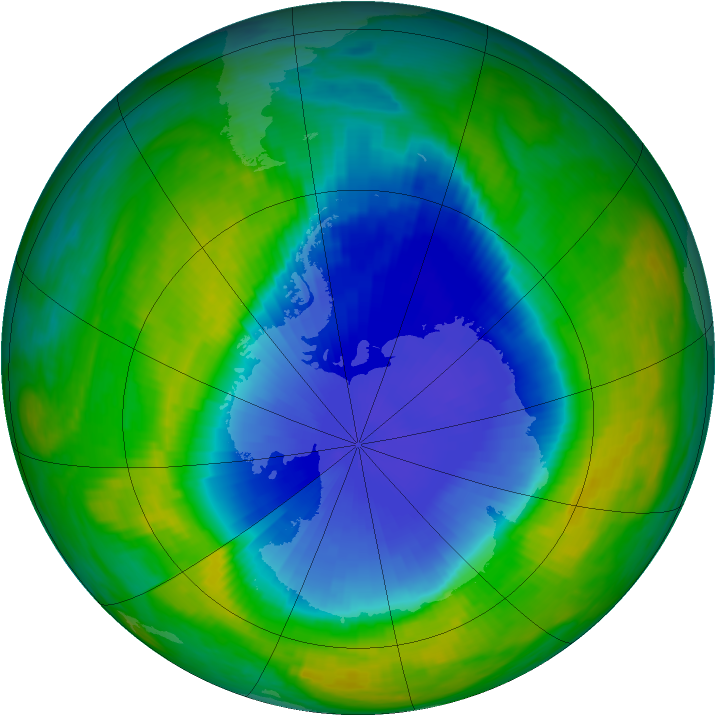 Antarctic ozone map for 13 November 1990